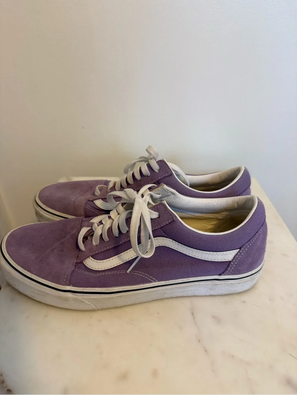 Men's Vans Purple Suede Low-Top Sneakers with White Accents